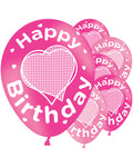Happy Birthday Pink Balloons - 11'' Latex (6pk) – product image 1