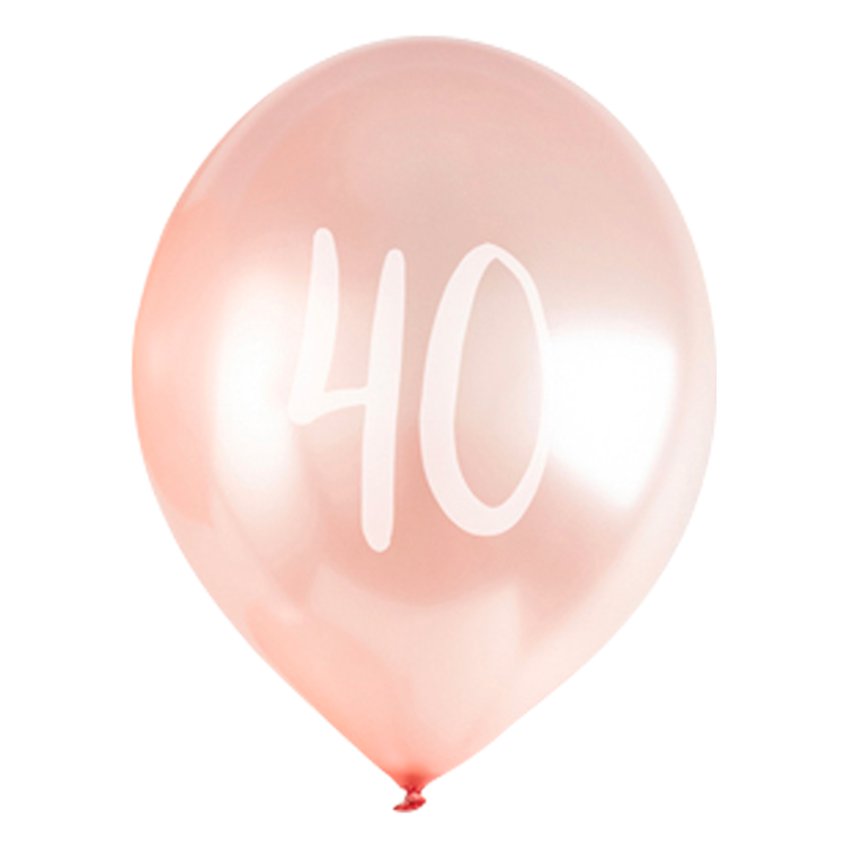 Rose Gold 40th Milestone Balloons - 12" Latex (5pk)