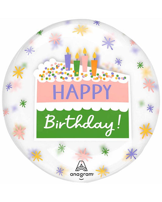 Happy Birthday Cake Slice Clearz Balloon - 18"