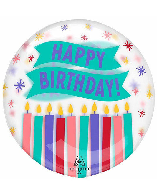 Happy Birthday Candles Clearz Balloon - 18"