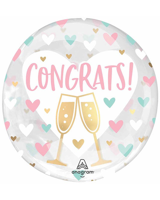 Congrats Hearts Clearz Balloon - 18"