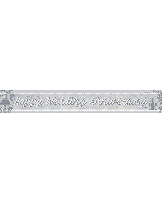 Holographic 'Happy Wedding Anniversary' Foil Banner - 2.7m