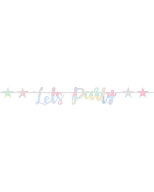Iridescent Let's Party Paper Banner - 1.8m