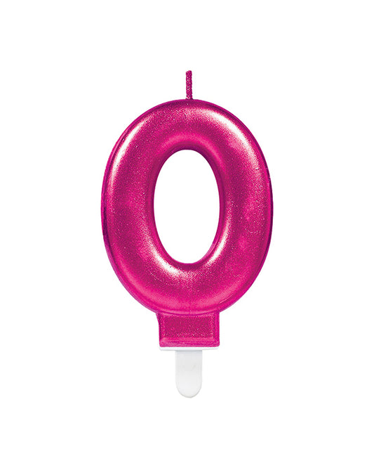 Pink Number 0 Candle - 7.5cm
