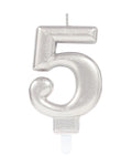 Silver Number 5 Candle - 7.5cm