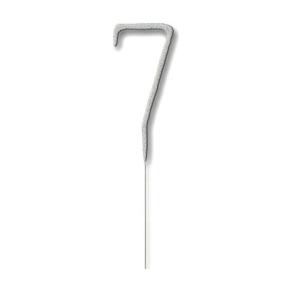 Silver Number 7 Sparkler Candle - 7"