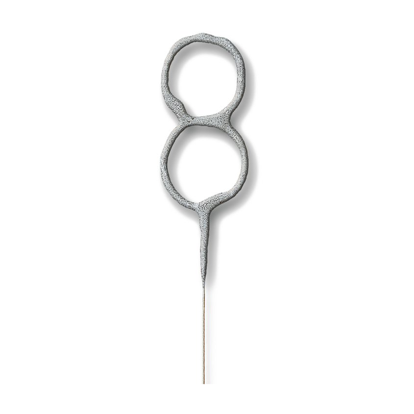 Silver Number 8 Sparkler Candle - 7" – product image 2