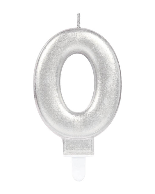 Silver Metallic Finish Number 0 Candle