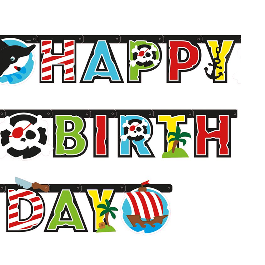 Captain Pirate 'Happy Birthday' Paper Banner - 1.8m – product image 2
