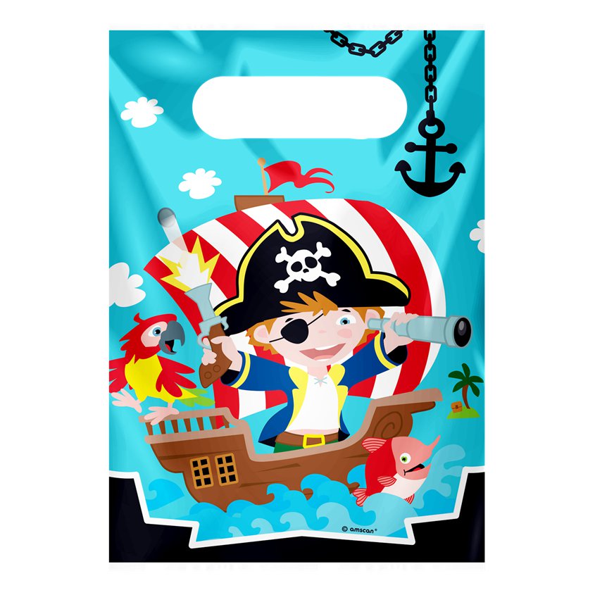 Captain Pirate Plastic Party Bags (8pk) – product image 2