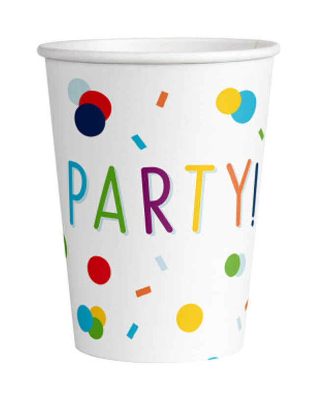 Confetti Birthday Paper Cups - 250ml (8pk)