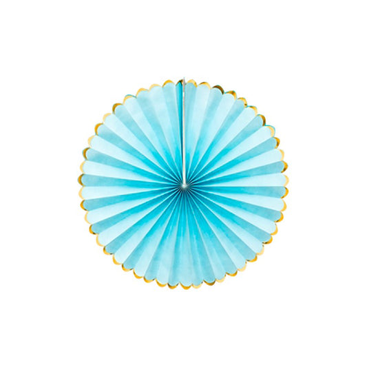 Pastel Blue & Gold Paper Fans (3pk)