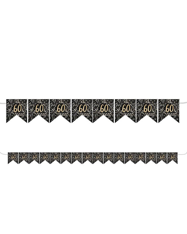 Gold 60th Paper Flag Bunting - 3.2m