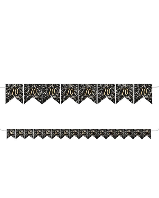 Gold 70th Paper Flag Bunting - 3.2m