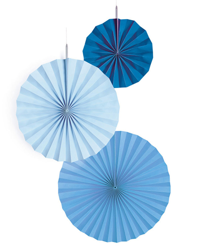 Sky Blue Paper Fans (3pk)