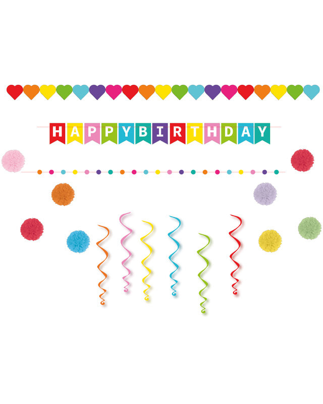 Happy Birthday - Hooray Multicolor Paper Decoration Kit (17pk)