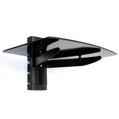 Tempered Black Glass Floating Shelf 1 Tier | M&W	