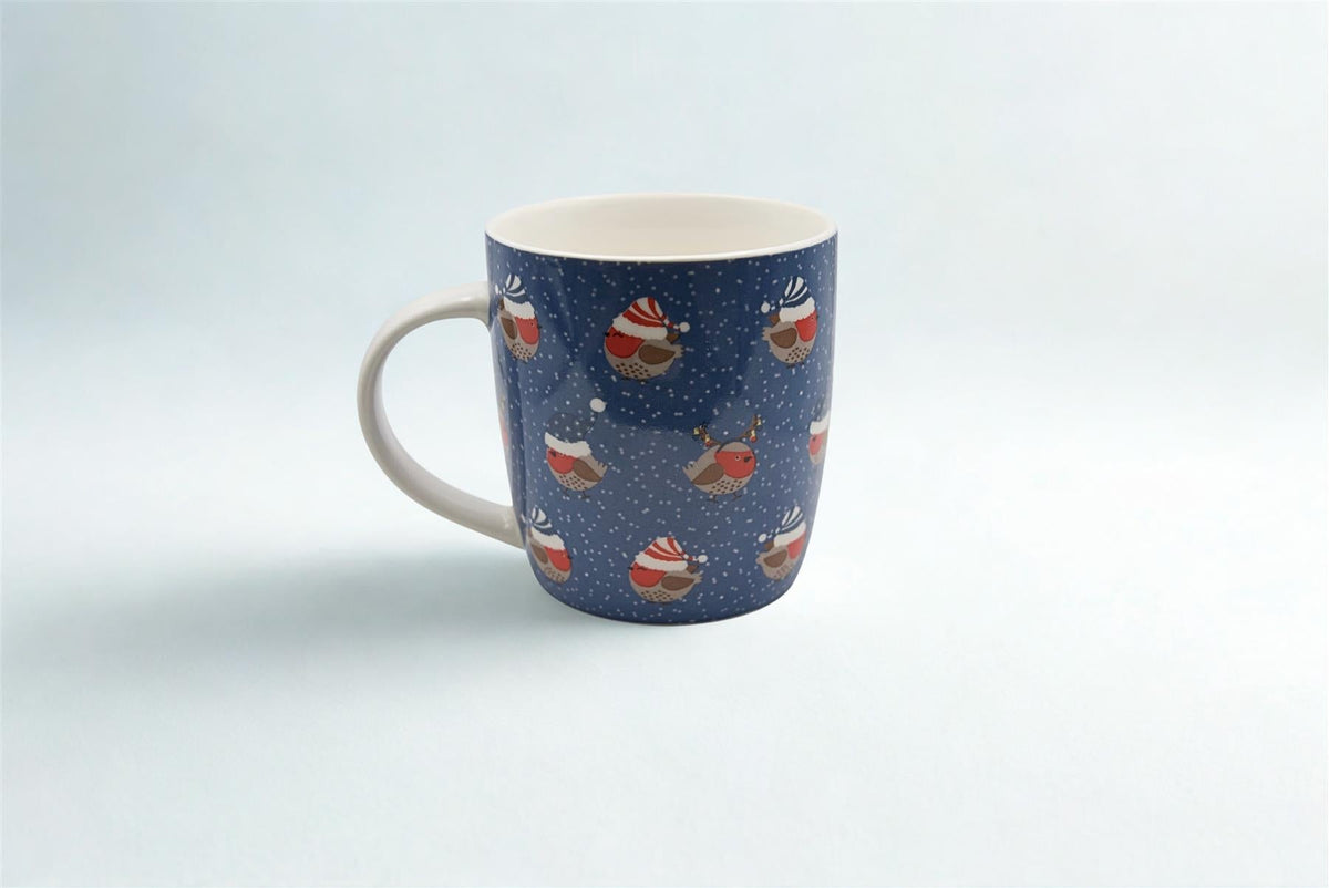 Festive Forest Friends Mug - Repeat Robin Blue