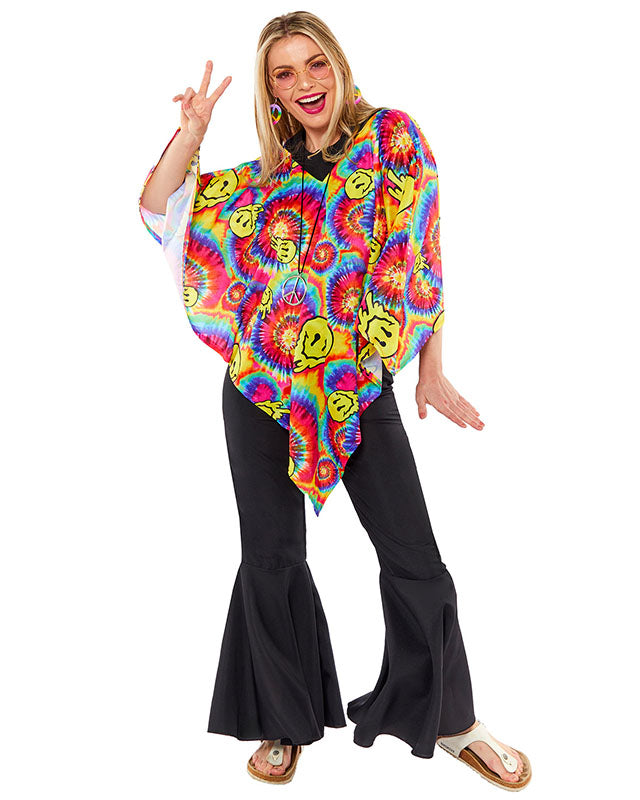 Tie Dye Poncho - Adult Costume