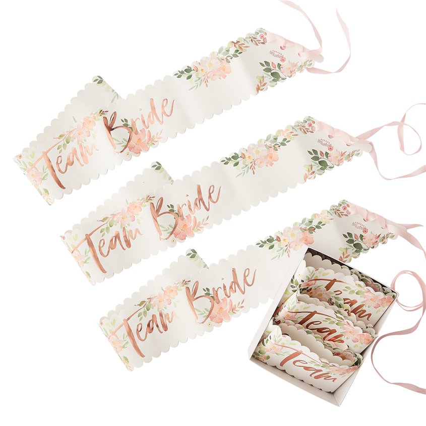 Floral Hen Party Team Bride Sashes (6pk) – product image 3