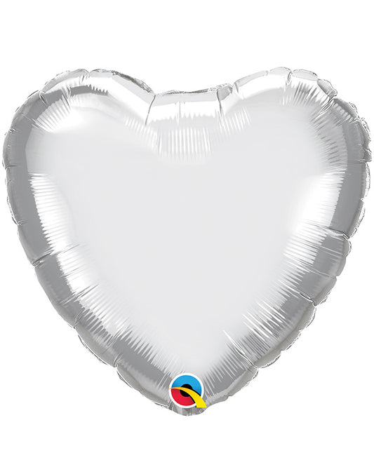Silver Chrome Heart Balloon - 18" Foil - Unpackaged