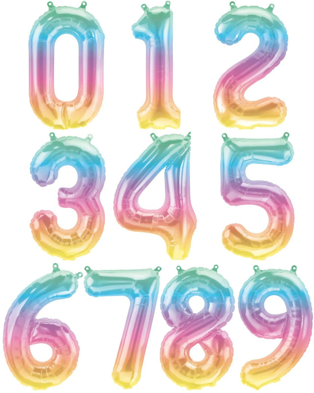 Pastel Ombre Number Balloons - 16" Air Fill – product image 1