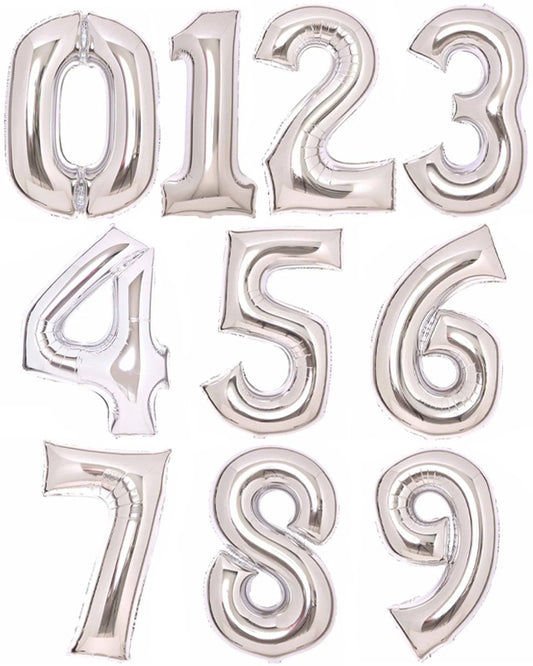 Silver Foil Number Balloons - 34"