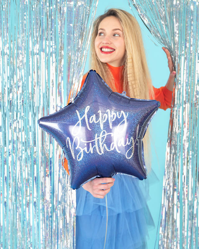 Happy Birthday Navy Star Balloon - 18" Foil – product image 3