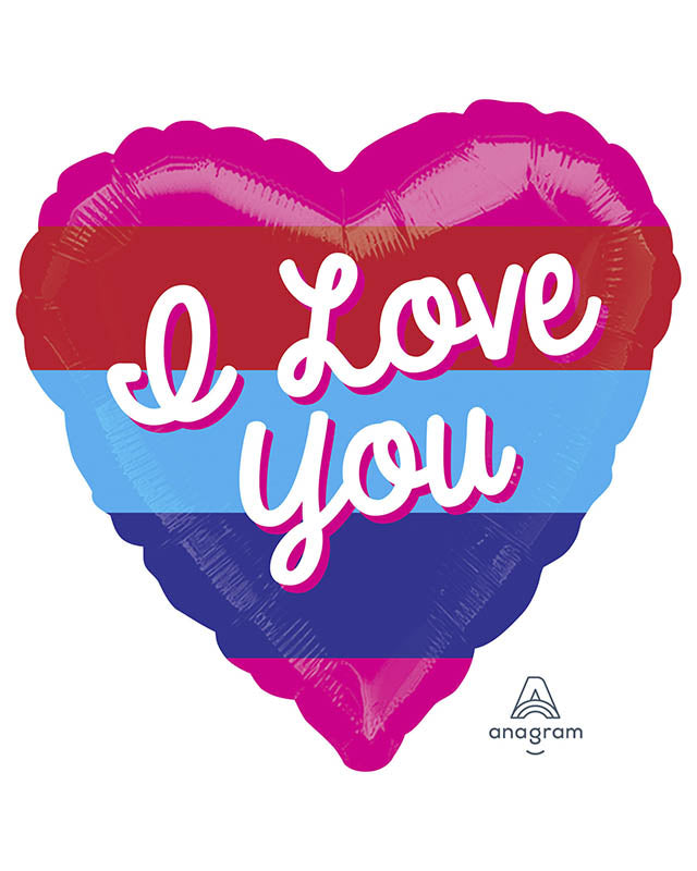 Love You Bright Stripes Colour Blast Balloon - 21" Foil