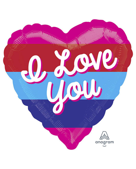 Love You Bright Stripes Colour Blast Balloon - 21" Foil