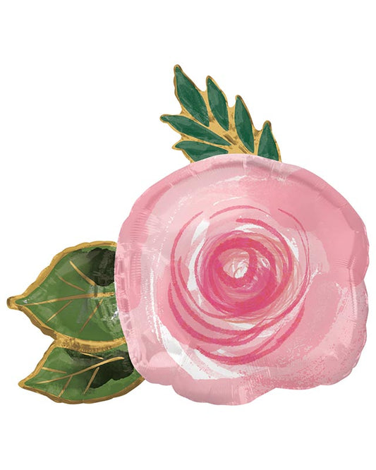 Bright Florals Pink Rose Supershape Balloon - 30" x 29" Foil