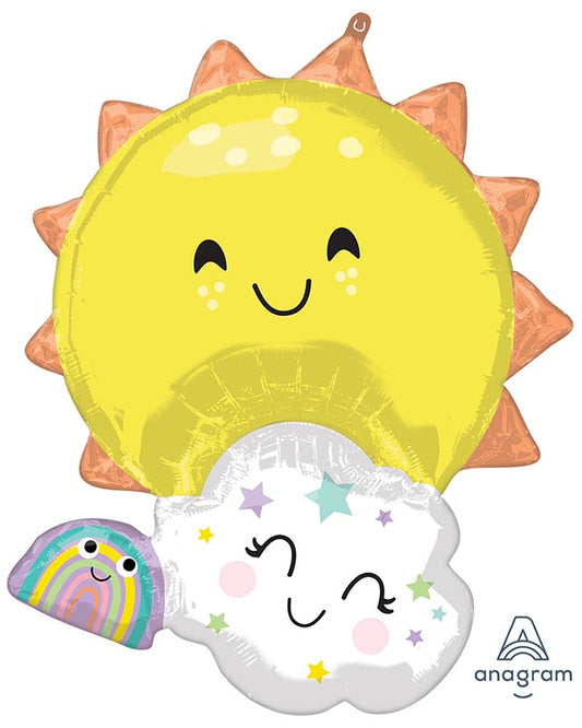 Cute Rainbow Family Supershape Balloon - 24" x 35" Foil
