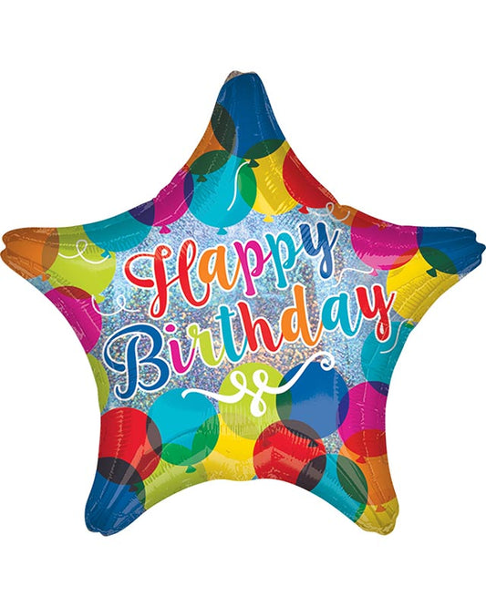 Happy Birthday Sparkle Star Balloon - 18" Foil