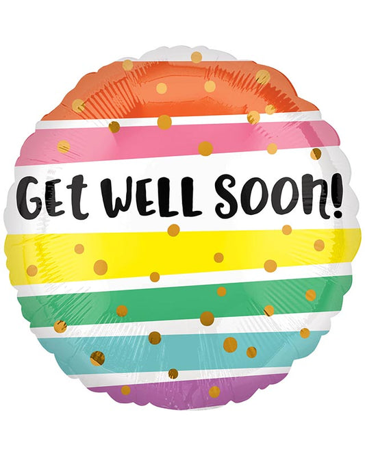 Get Well Bold Stripes Balloon - 18" Foil