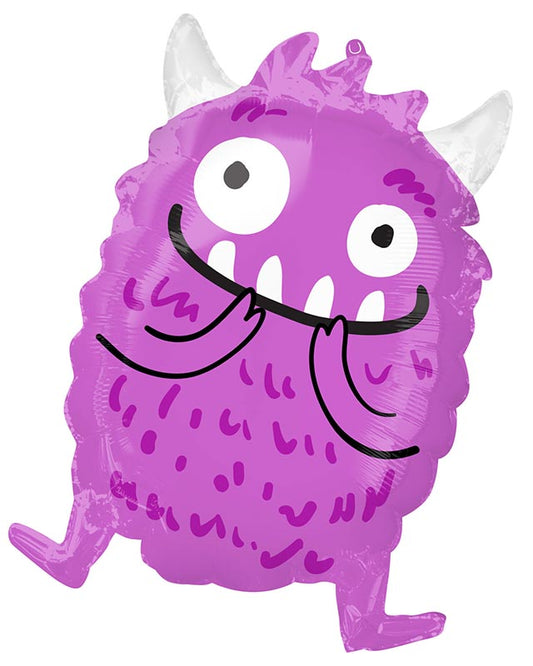 Happy Little Monster Purple Shaped Balloon - 19" x 14" Foil