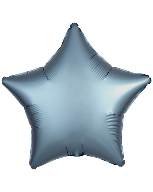 Silk Lustre Steel Blue Star Foil Balloon - 18" (Unpackaged)