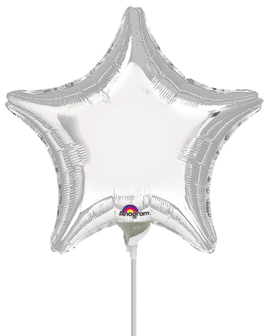 Metallic Silver Star Balloons - 9" Foil (10pk)