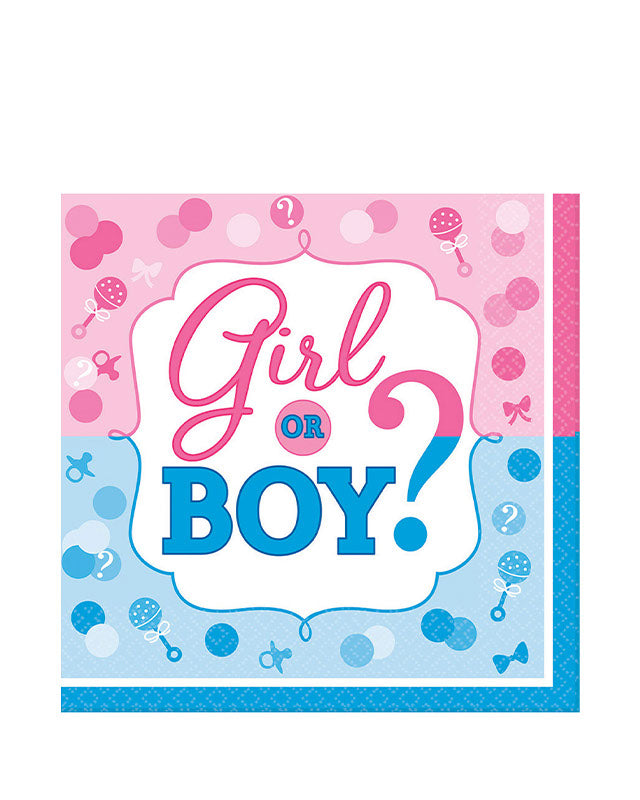 Gender Reveal Paper Napkins - 33cm (16pk)