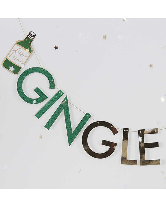 Gold Glitter GINgle Bells Bunting - 2m