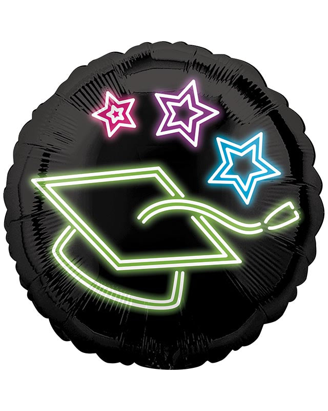 Neon Graduation Cap Balloon - 18" Foil