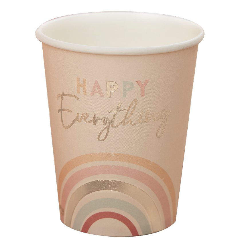 Happy Everything Natural Rainbow Birthday Party Cups (8pk) – product image 3