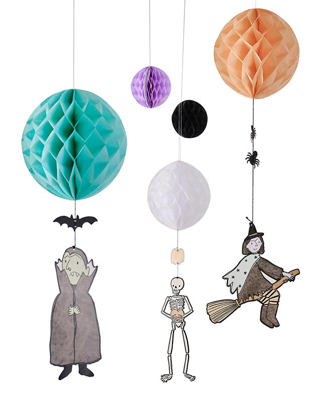 Honeycomb Paper Hanging Decorations with Characters (5pk) – product image 1