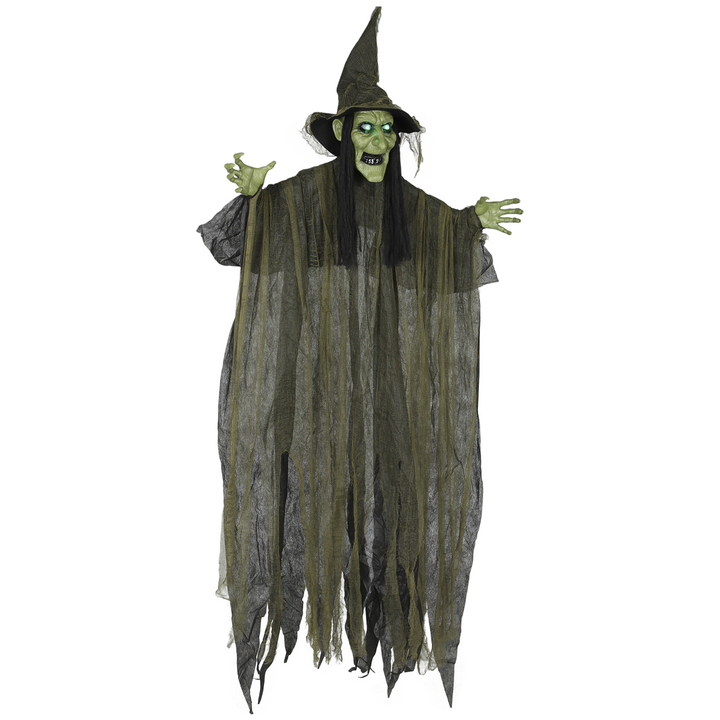 Outsunny Voice Activated Halloween Animatronics Hanging Witch, Green – product image 1
