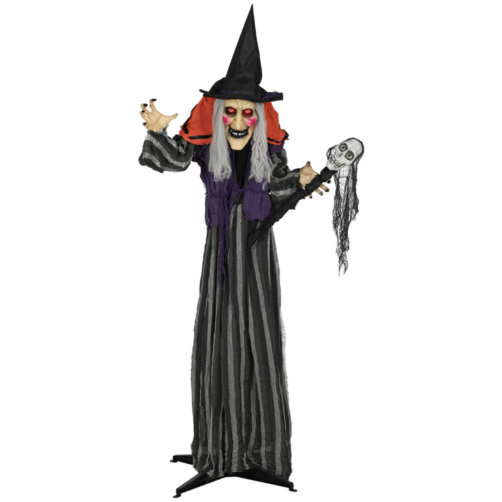 Outsunny Voice Activated Halloween Animatronics Standing Witch & Skull Staff – product image 1
