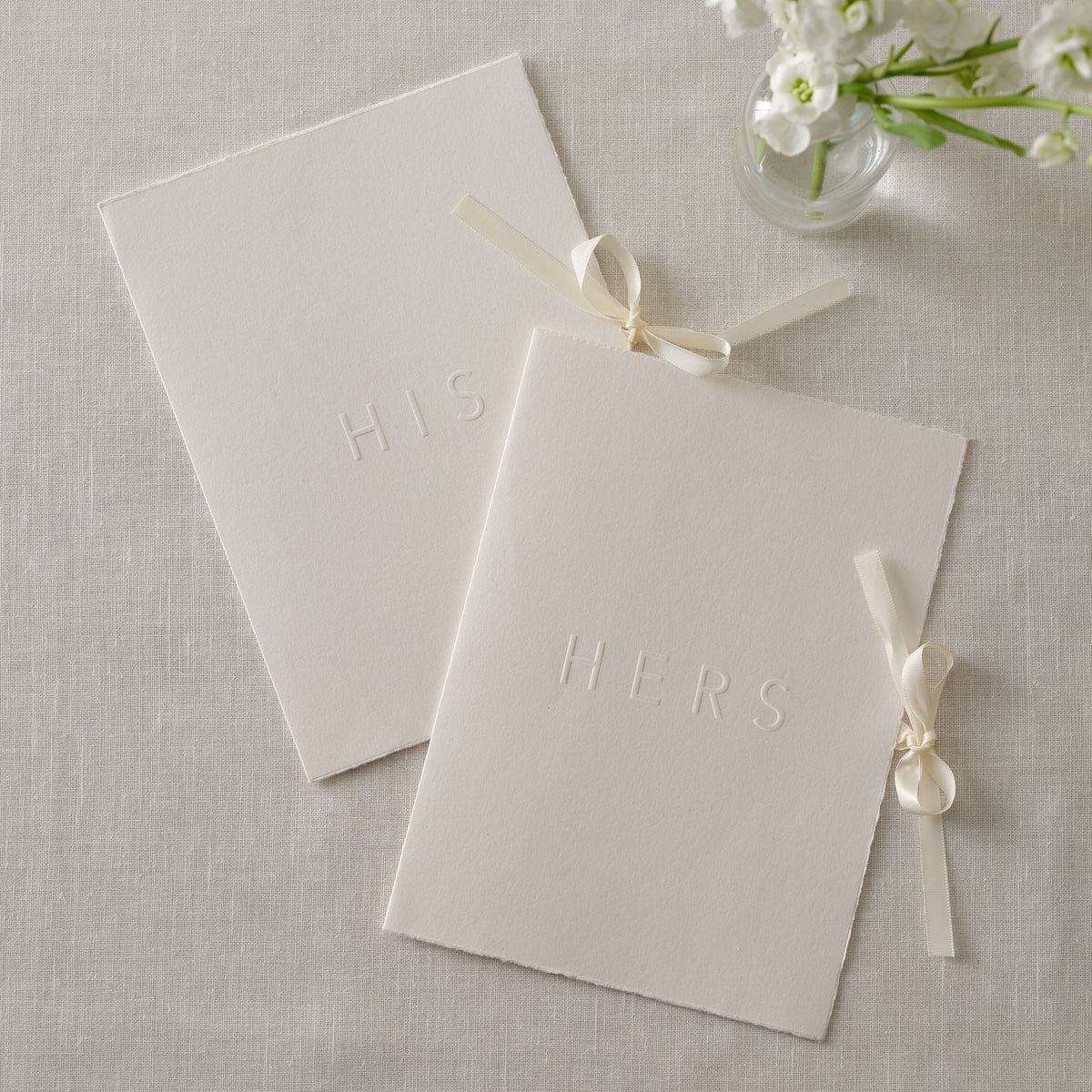 Cream His and Hers Wedding Vow Books