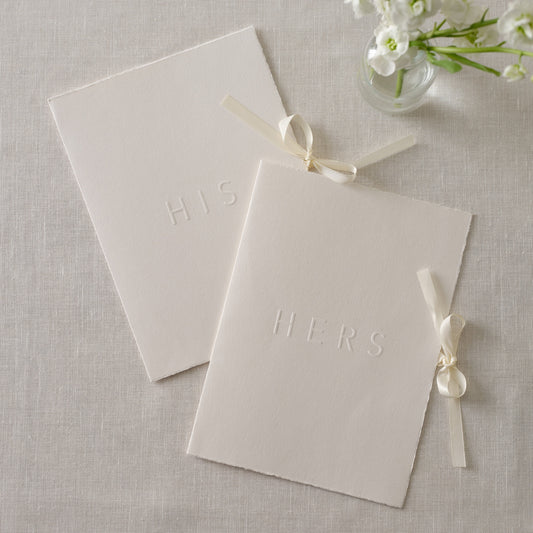 Cream His and Hers Wedding Vow Books