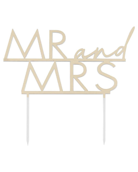 Gold Acrylic 'Mr & Mrs' Cake Topper - 14.5cm x 15.8cm