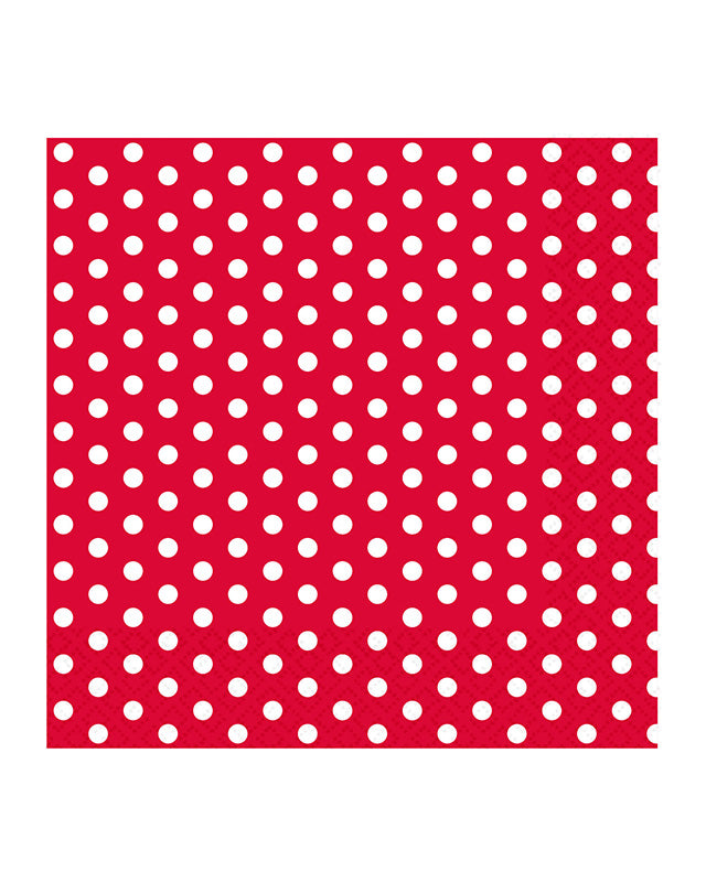Red & White Spot Paper Napkins - 33cm (20pk)