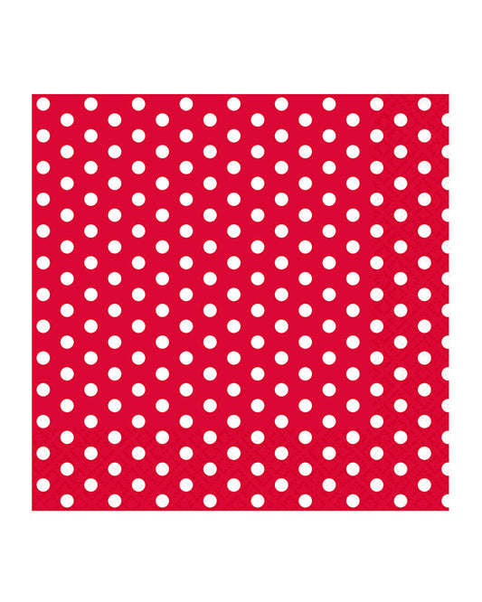 Red & White Spot Paper Napkins - 33cm (20pk)