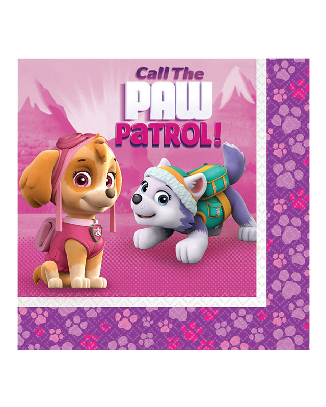 Paw Patrol Pink Paper Napkins - 33cm (20pk)